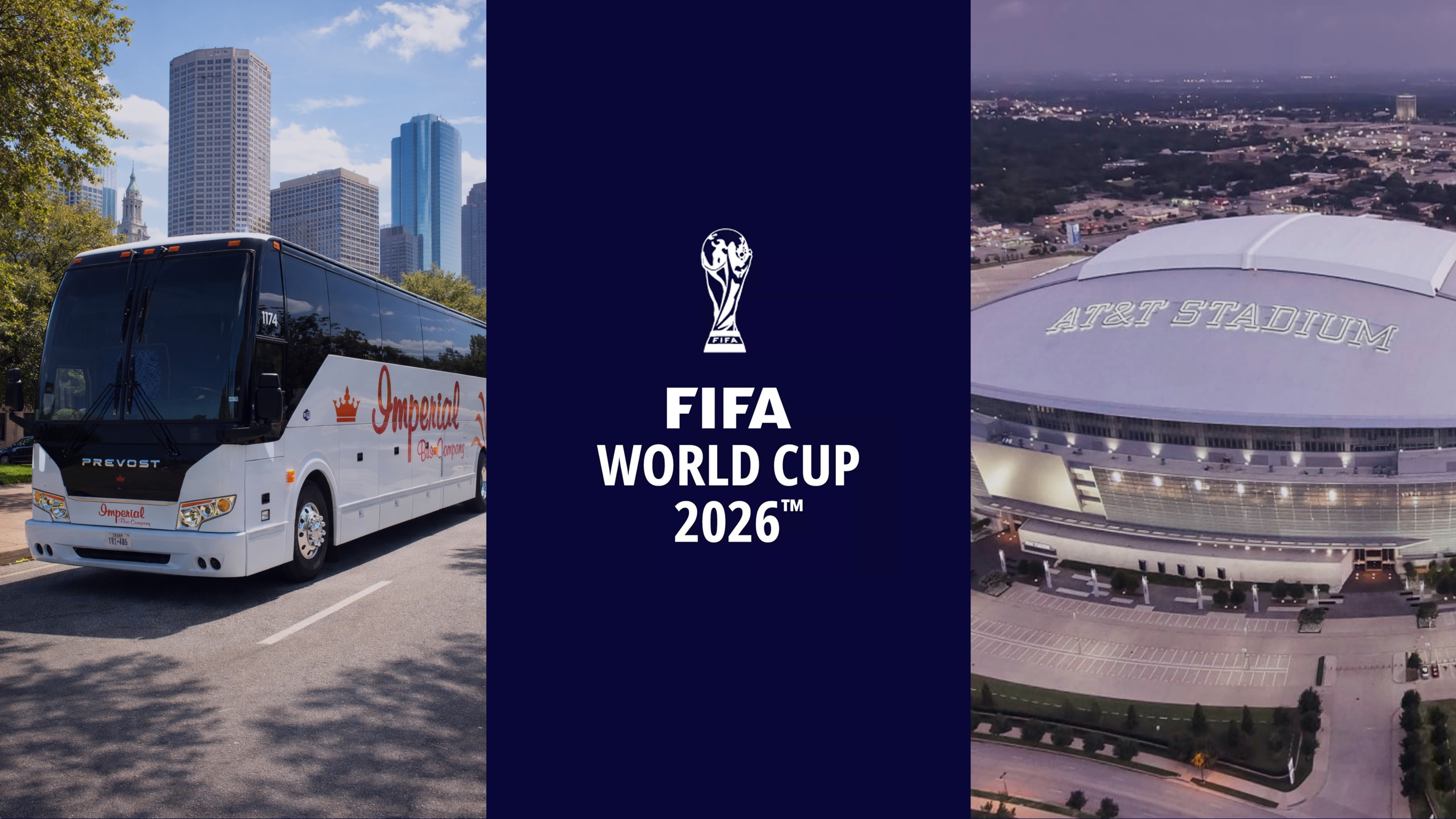 Charter bus for FIFA World Cup 2026 from San Antonio to Dallas and Houston Texas